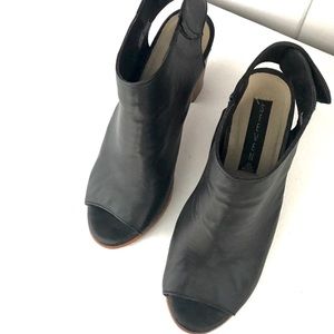 Steven Black Leather Open Toe Heels